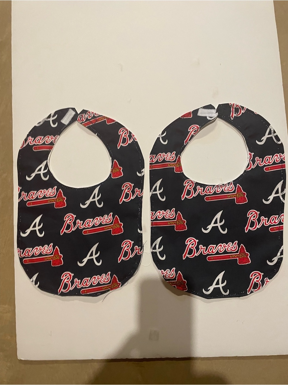 Braves pattern Baby Bibs - Black and Red Team Print